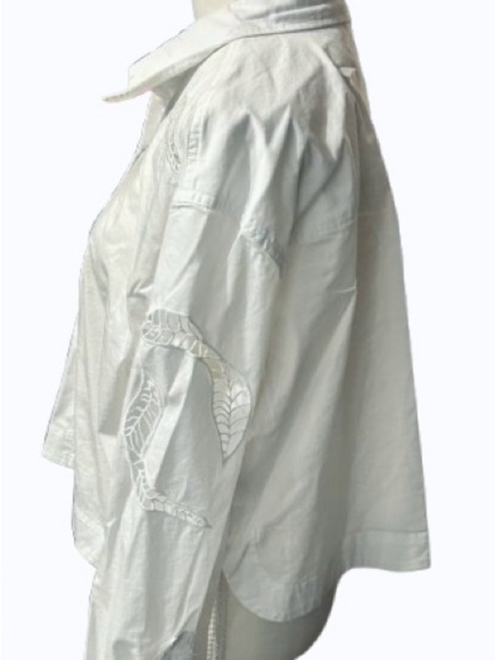 Lace Cut Out CHRISTIAN LACROIX Top Shirt Blouse Floral Cotton Designer Buttons
